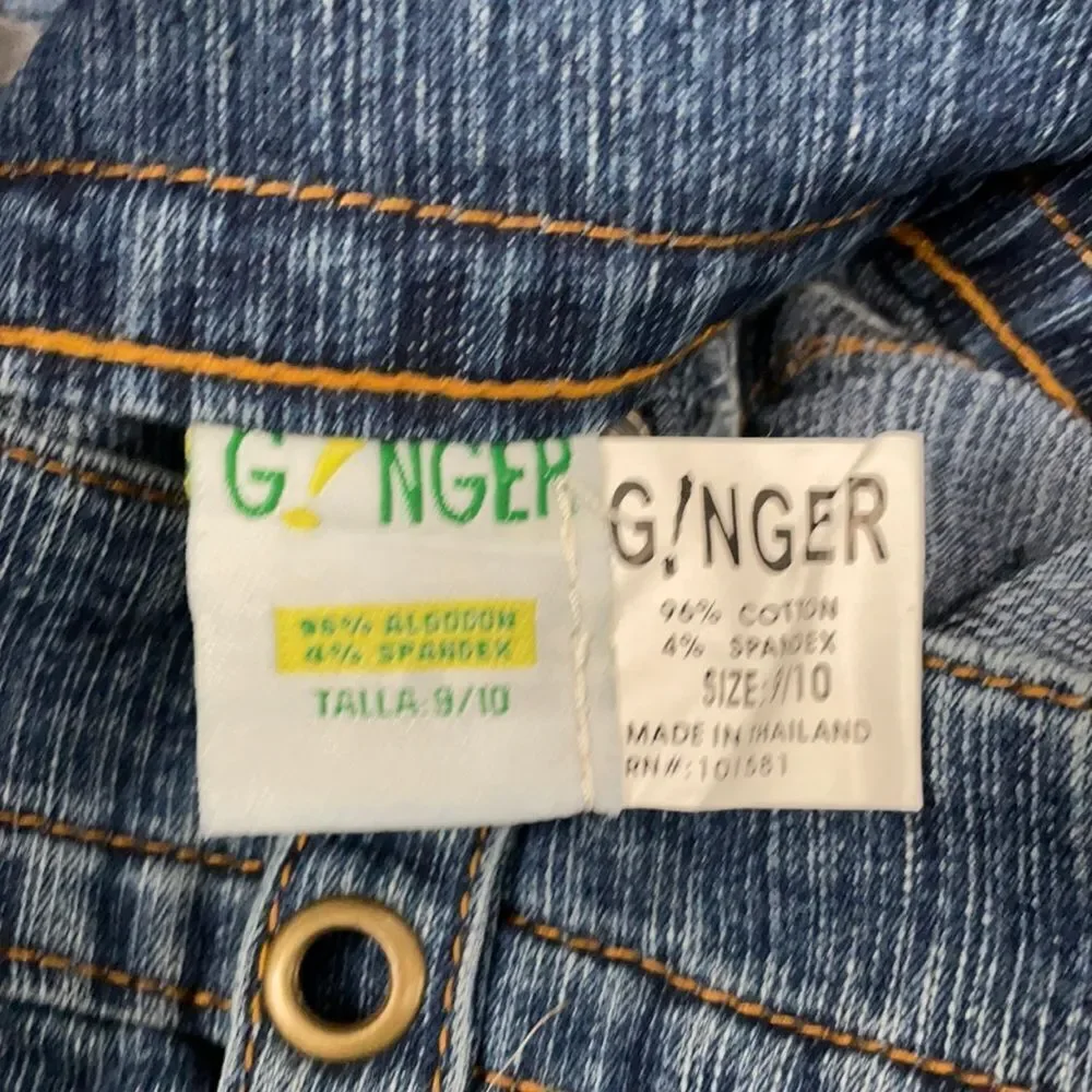 NWT Y2K G!nger Jeans Blue with Orange And Red Embroidered Stitching Size 10